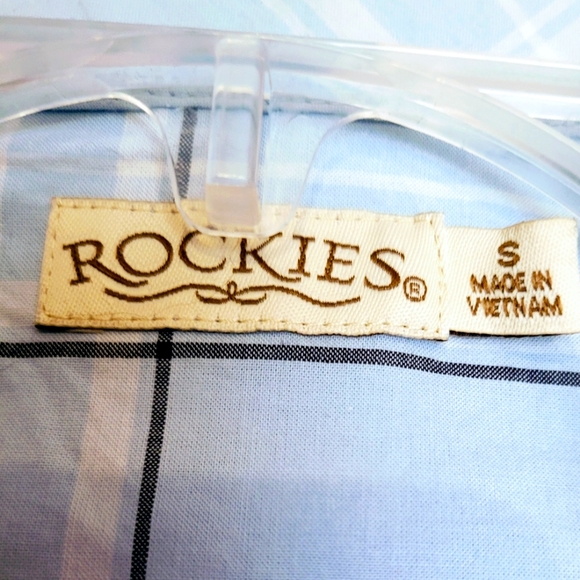 "ROCKIES" CLASSIC BUTTON DOWN LONG SLEEVE WESTERN SHIRT! Never Worn SZ SMALL💙 - Picture 7 of 8